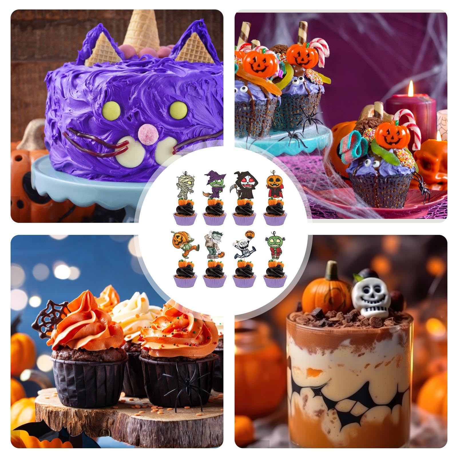 ハロウィン ケーキトッパー カップケーキトッパー 8種16枚 Amazon.co.jp: ハロウィンカップケーキトッパー 36個 グリッターカップ